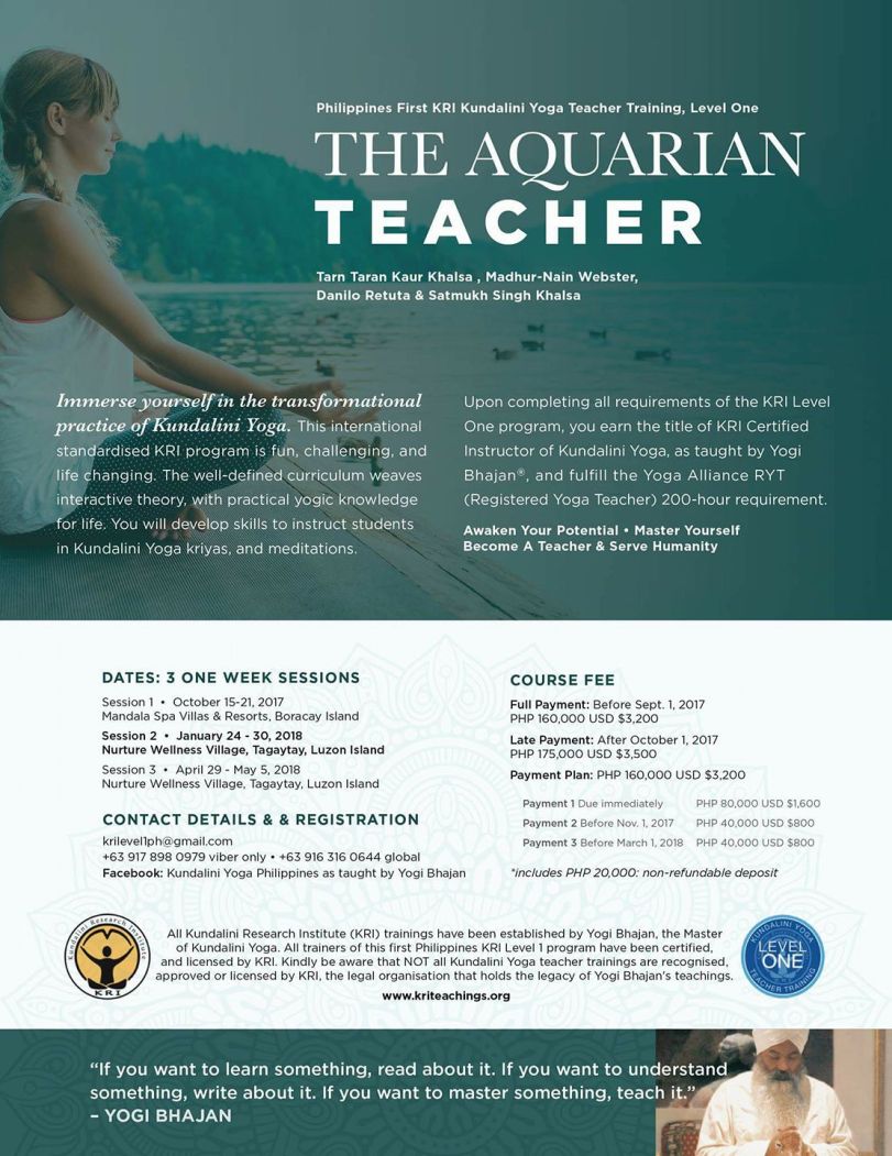 The aquarian teacher training poster
