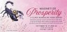 Pink poster with a scorpion illustration for Magnetize Prosperity, a three-class Kundalini Yoga series on October 19, 22 and 26, 2026, from 6:30 to 7:45 PM, online and onsite, presented by Live Heal Bloom.